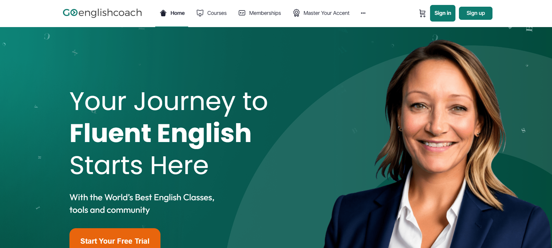 Go English Coach homepage screenshot