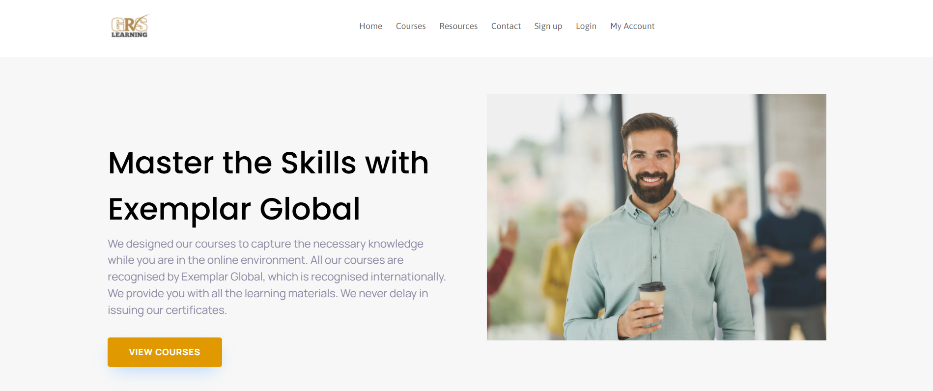 GRS Learning homepage screenshot