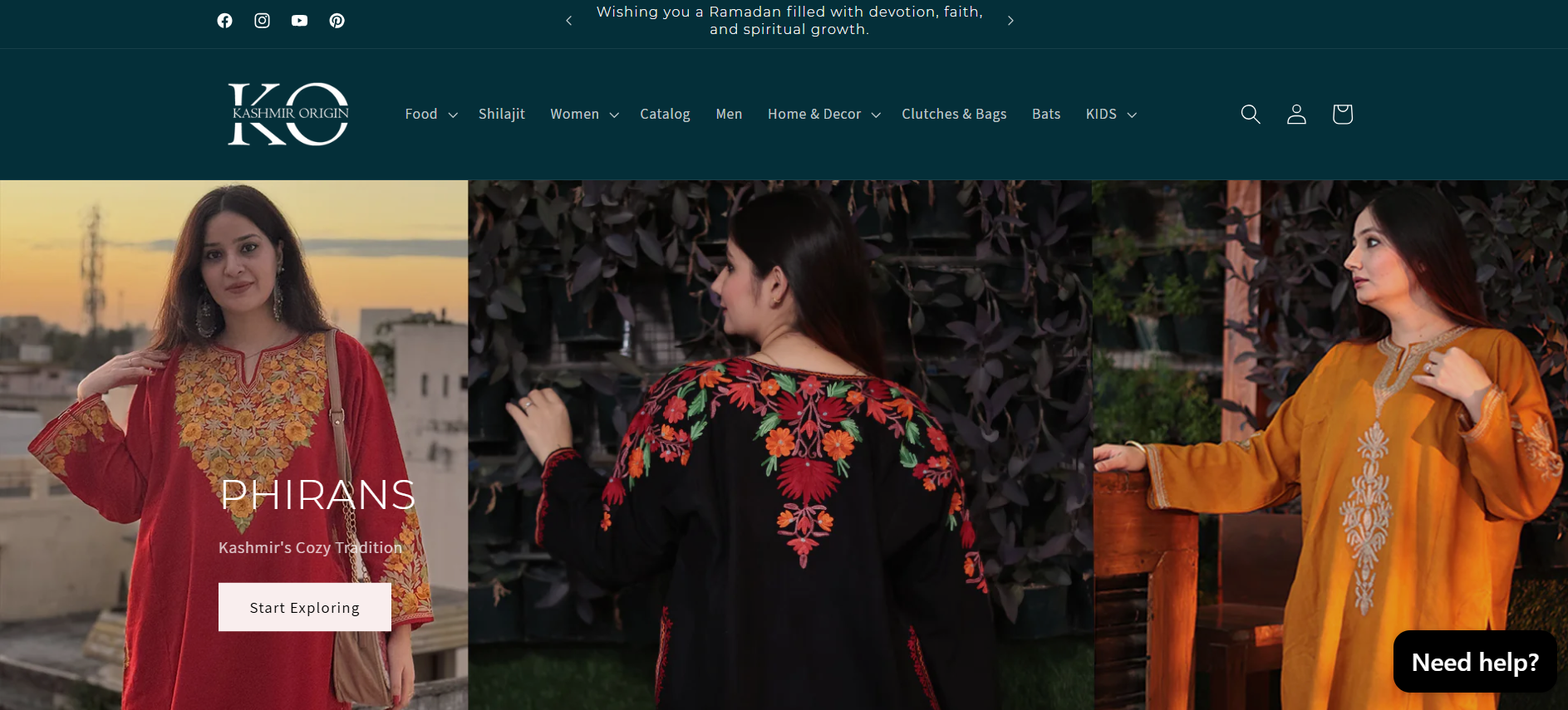 Kashmir Origin homepage screenshot