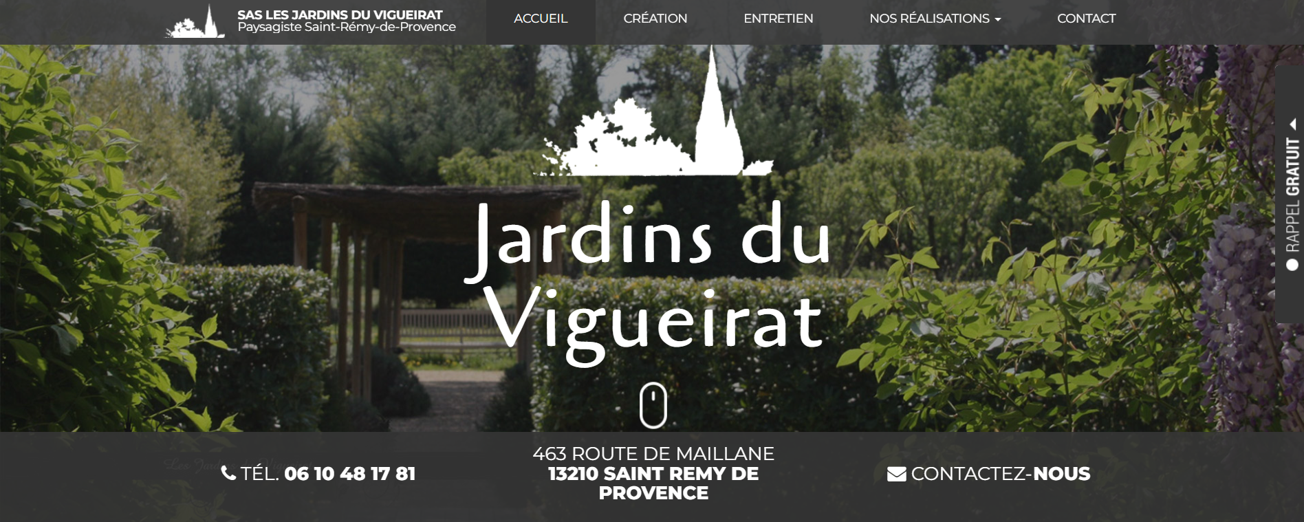 Les Jardins du Vigueirat website screenshot