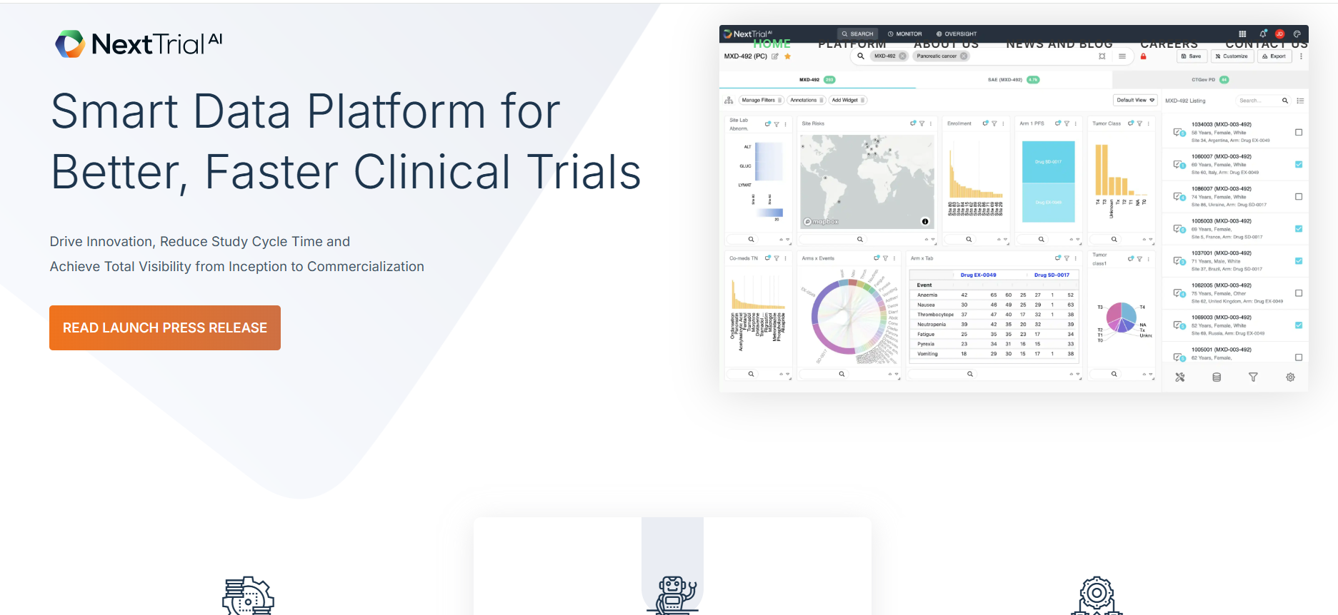NextTrial AI, a real healthcare platform website we built