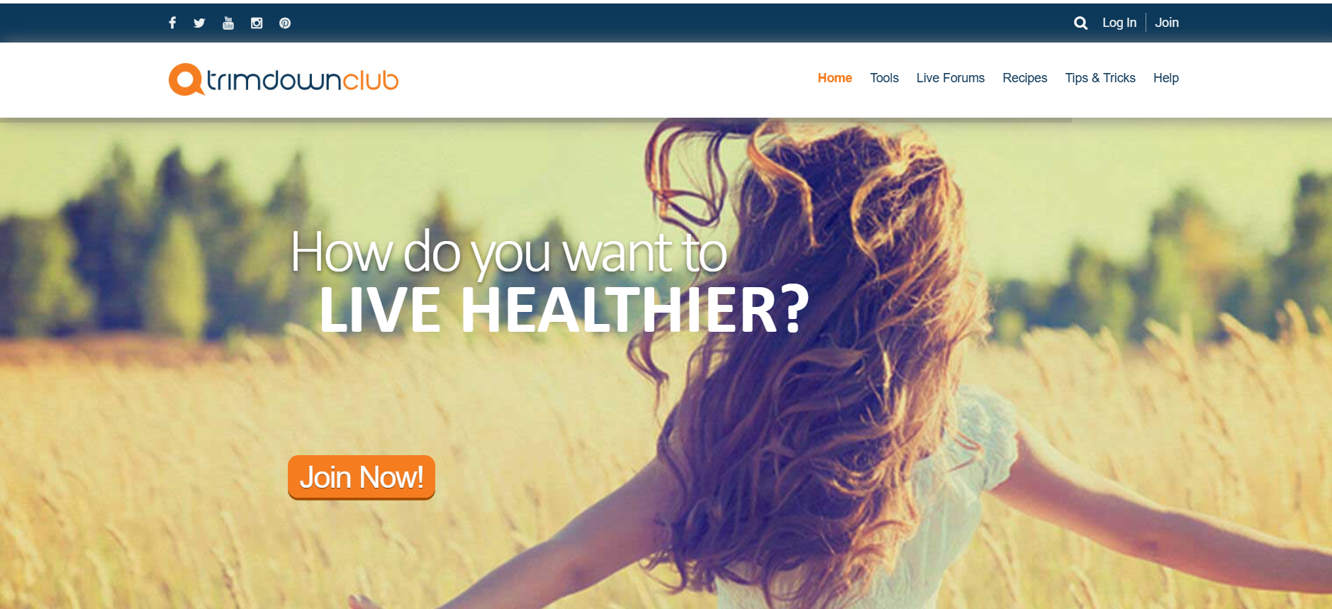 Trim Down Club homepage screenshot